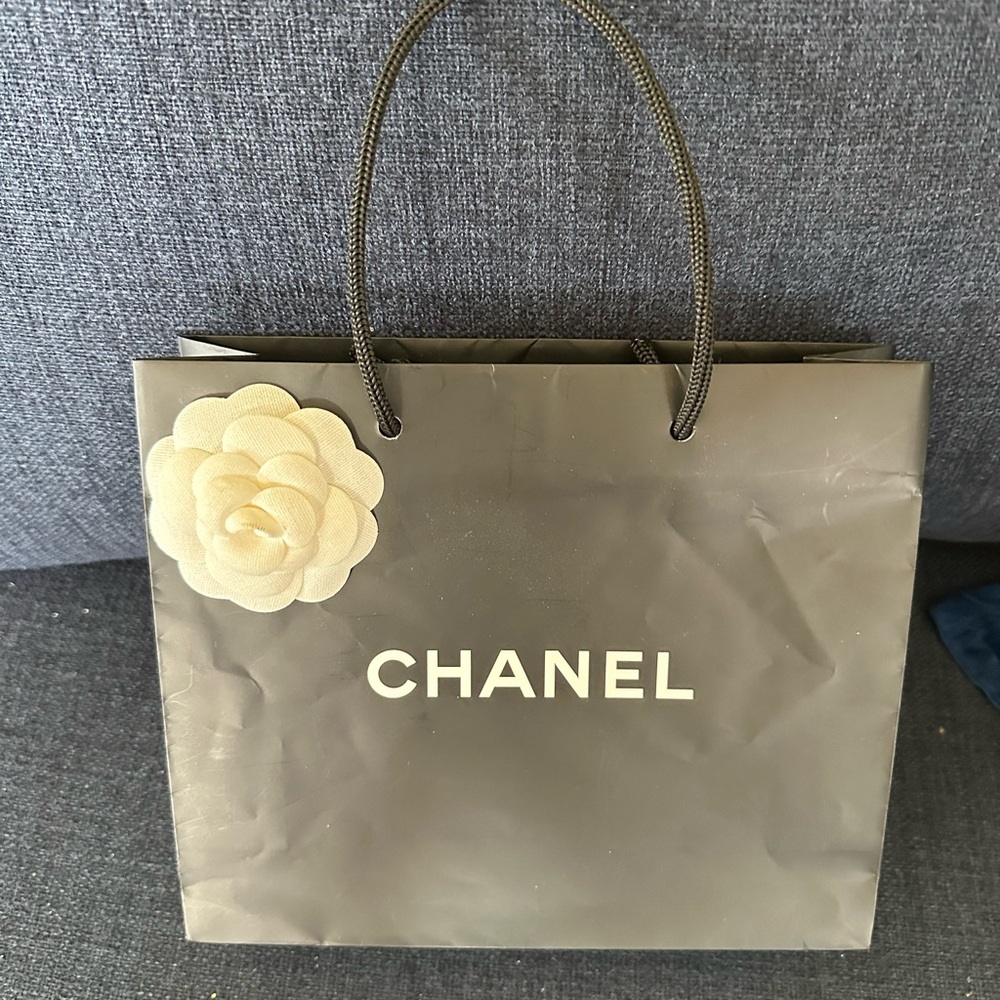 CHANEL Black Camellia Shopping Bag